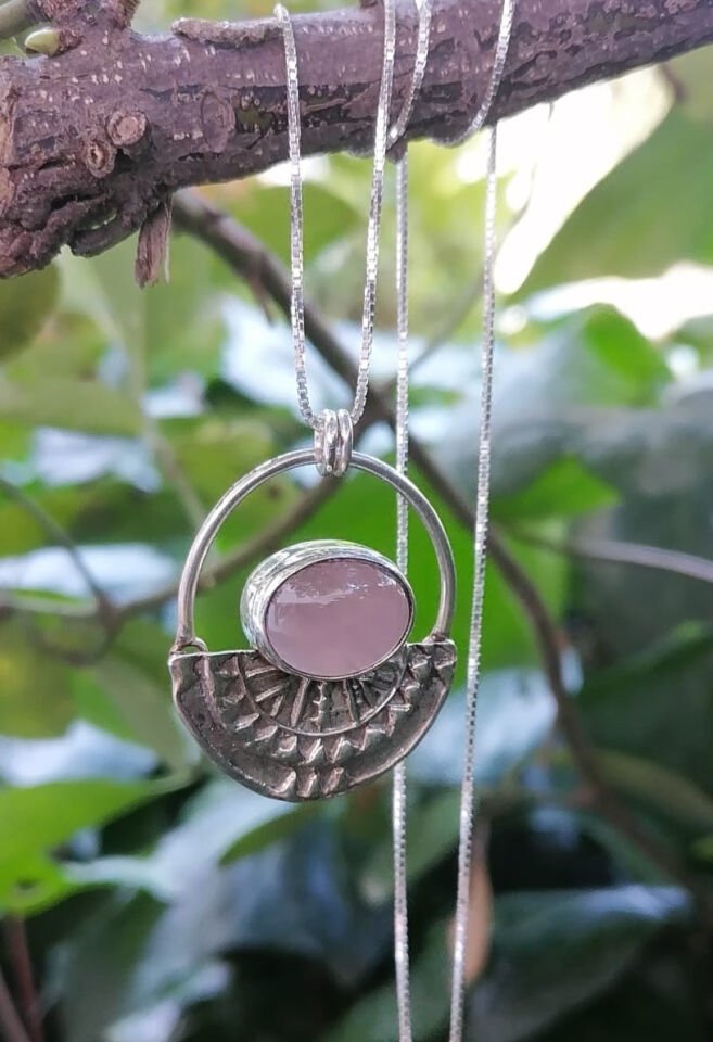 Rose Quartz Totem Gümüş Kolye