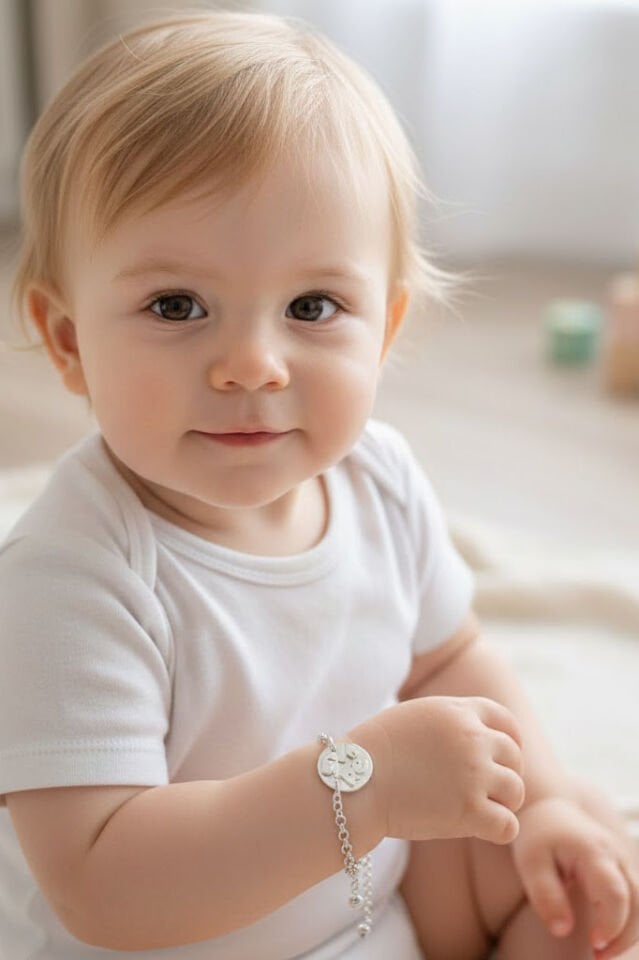 Kişiye Özel İsim Yazılı Gümüş Bebek Bilekliği