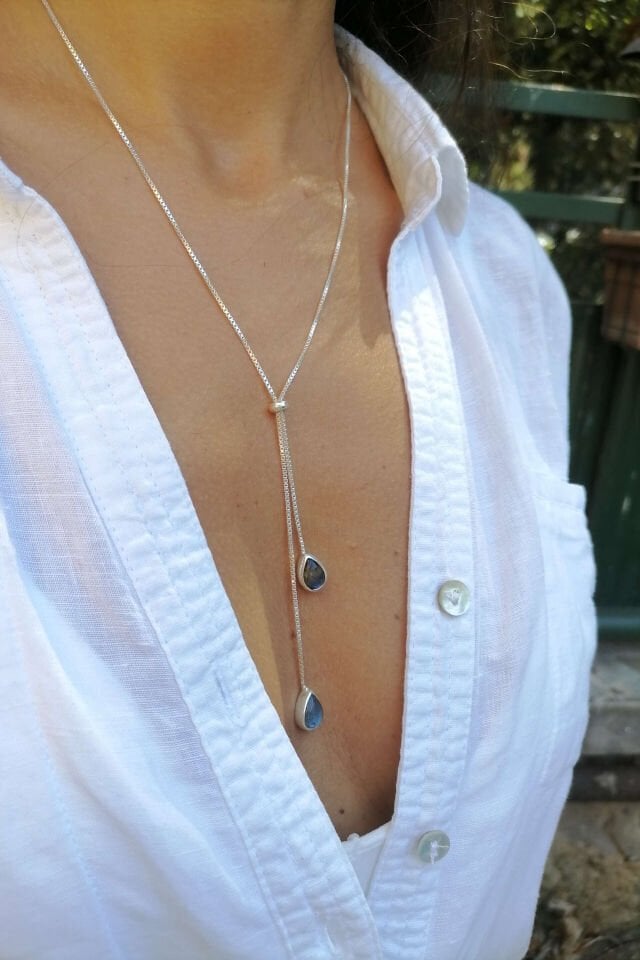 Damla Labradorite Taşlı Gümüş Kolye