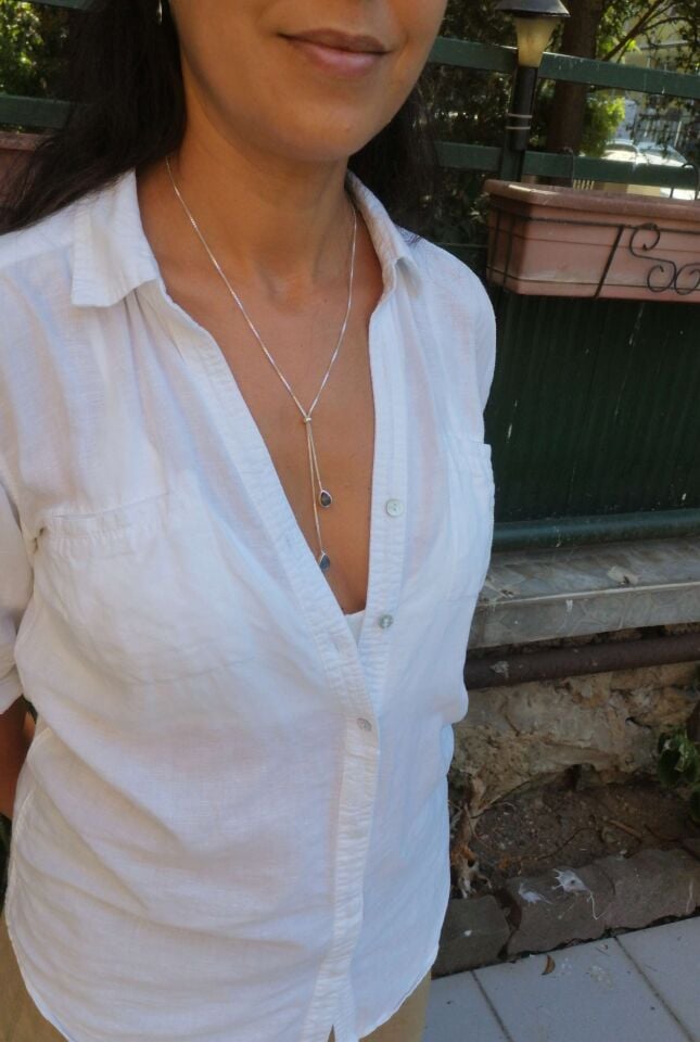 Damla Labradorite Taşlı Gümüş Zincir Kolye