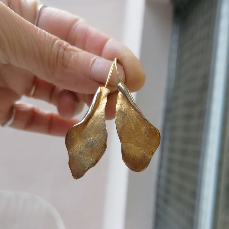 Gümüş Curl Küpe Altın Kaplama