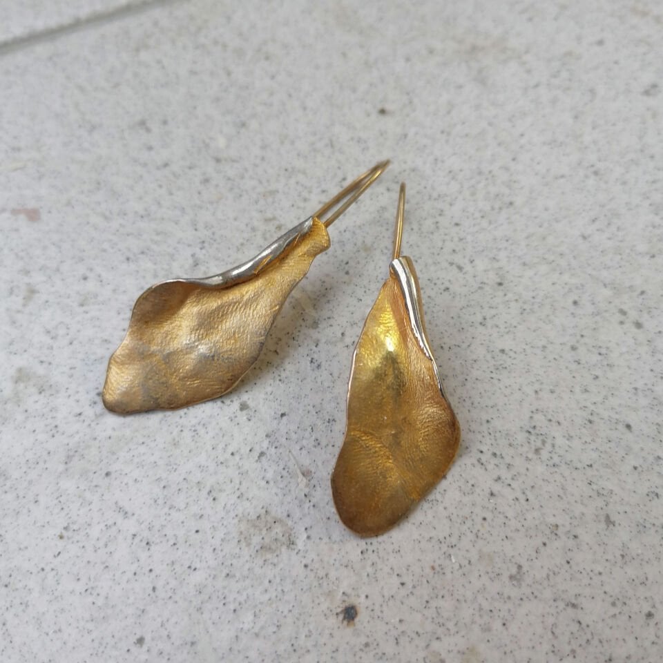 Gümüş Curl Küpe Altın Kaplama