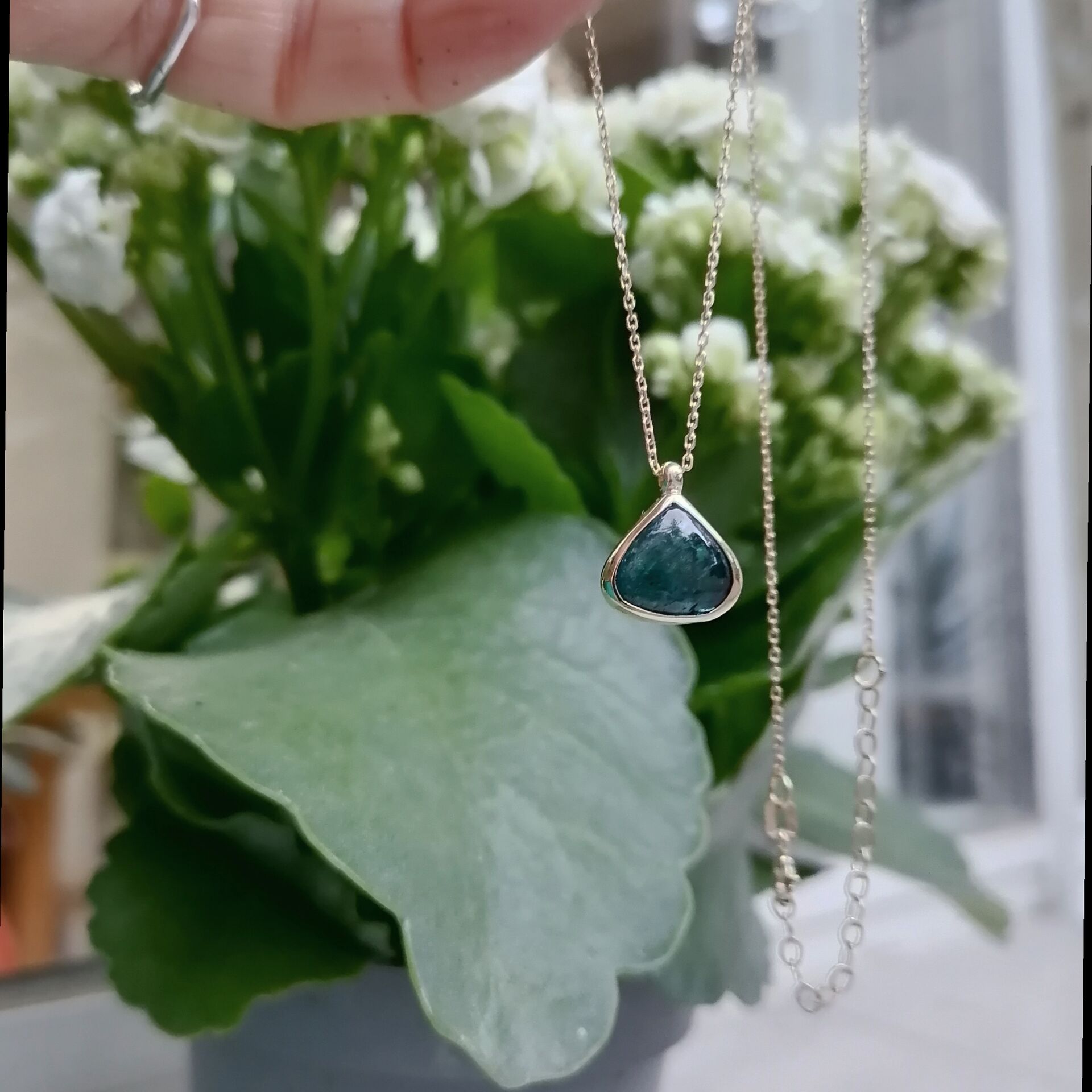 Yeşil Turmaline Taşlı  Altın Kolye