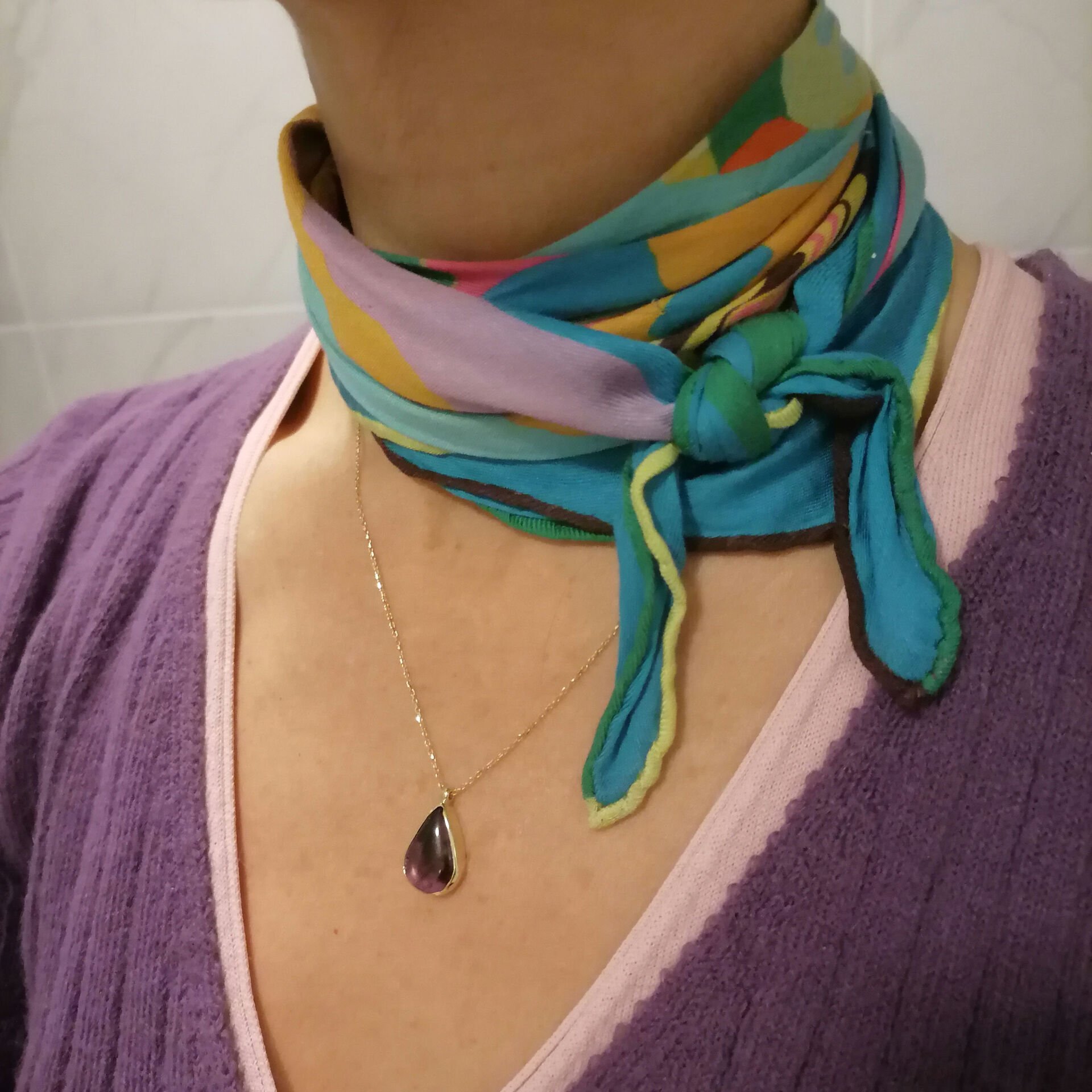 Damla Ametist Taşlı Altın Kolye