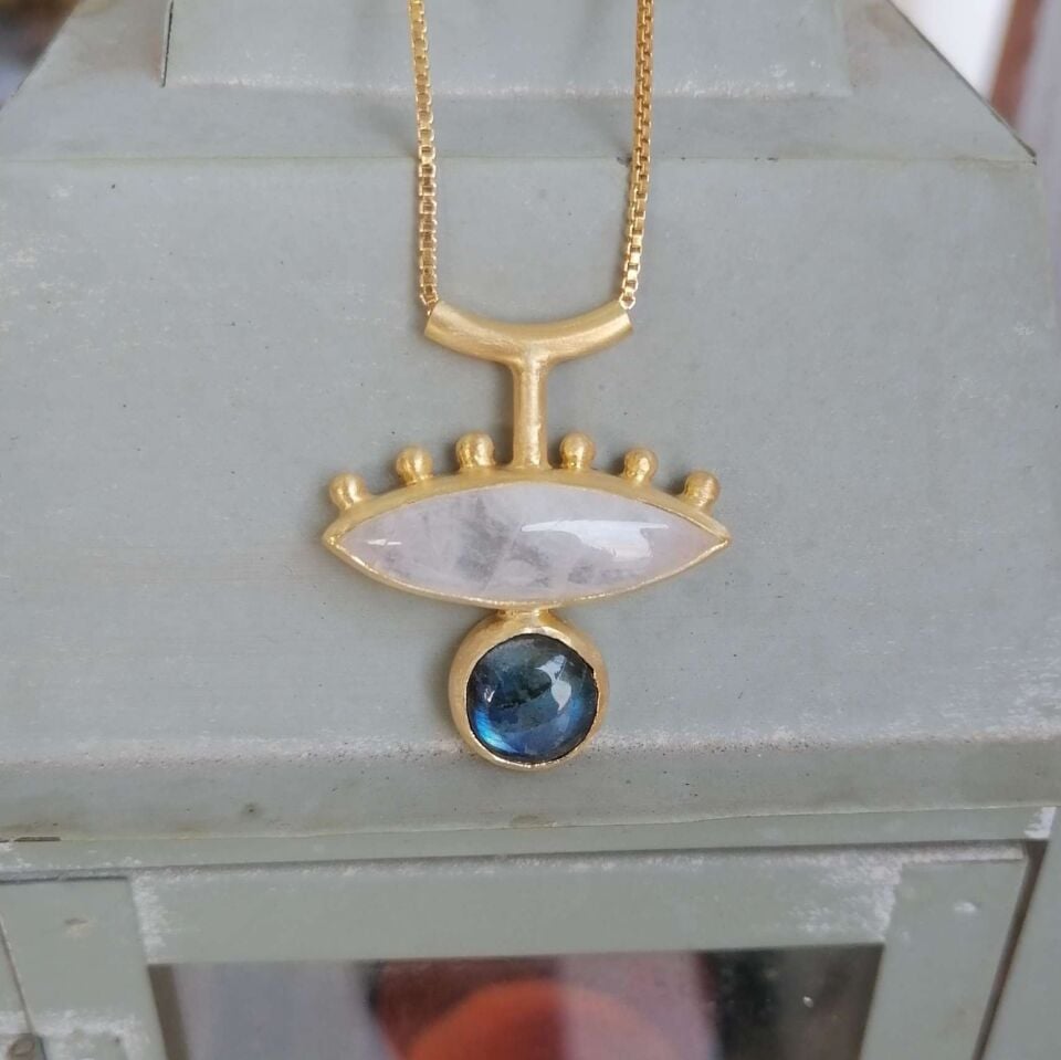 Labradorite ve Ay Taşlı Benekli Kolye II