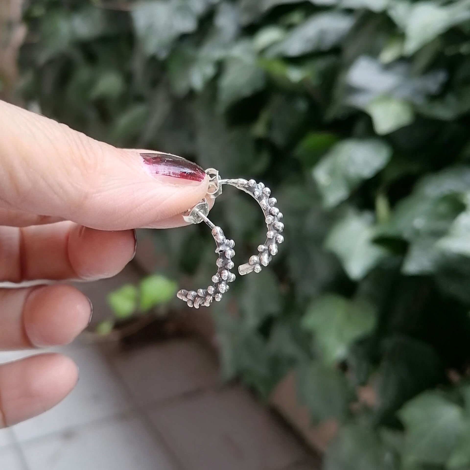 Düz Benek Gümüş Küpe