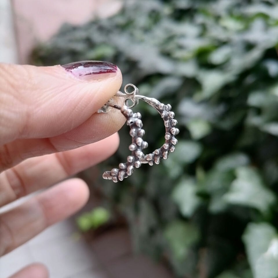 Düz Benek Gümüş Küpe