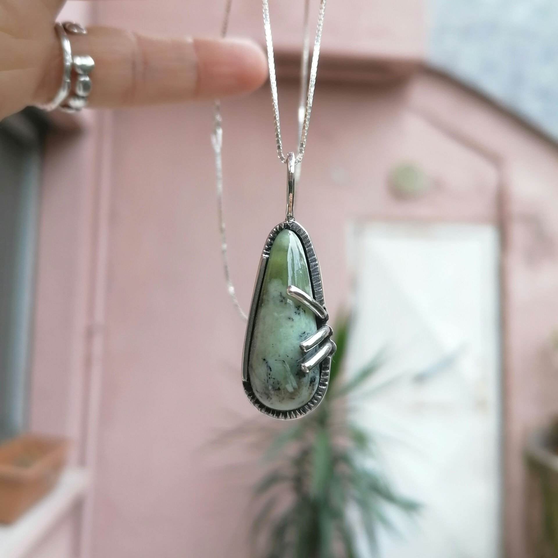 Damla Chrysocolle Gümüş Kolye