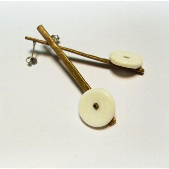 Kemik Disk Bronz Küpe