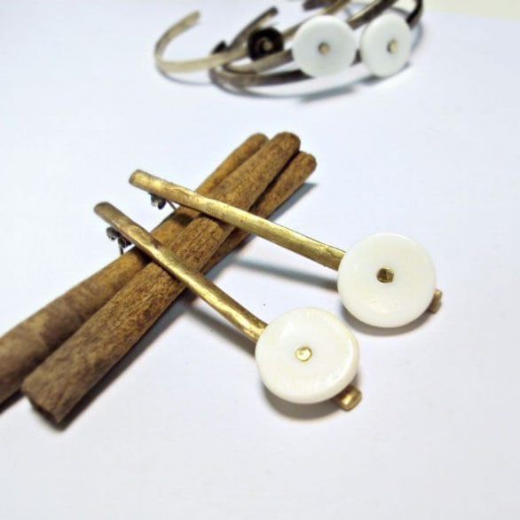 Kemik Disk Bronz Küpe