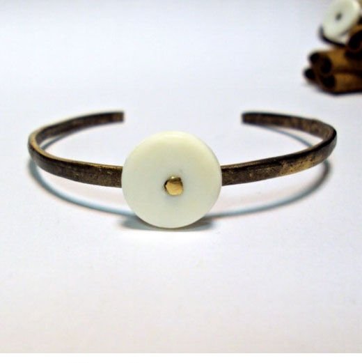 Kemik Disk Bronz Bileklik