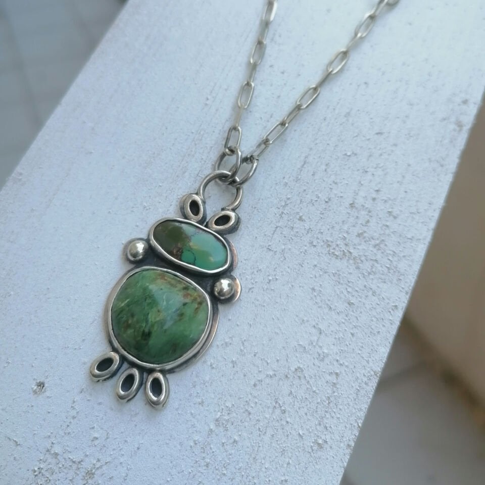 Chrysocolle ve Turkuaz Taşlı Gümüş Kolye