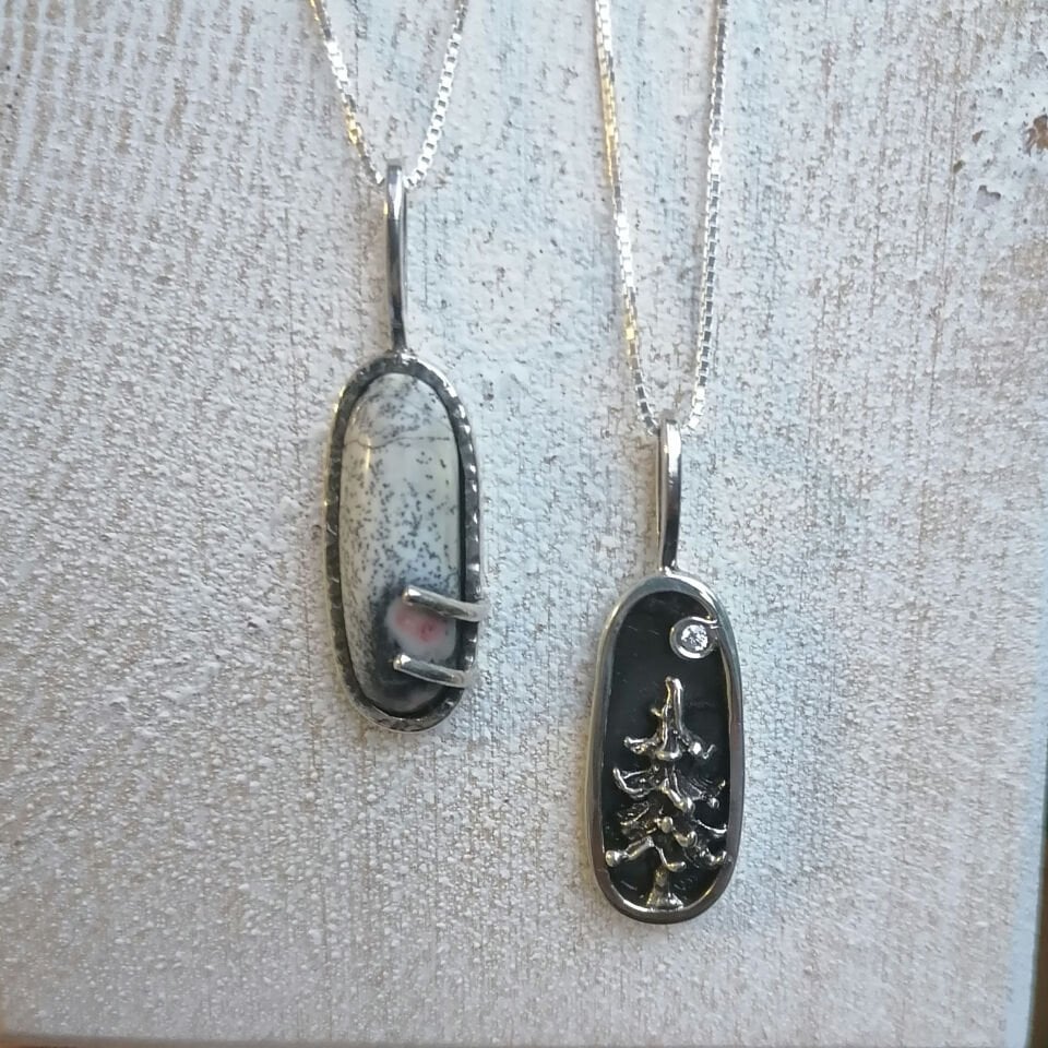 Gümüş Çam Ağacı Gece Kolye