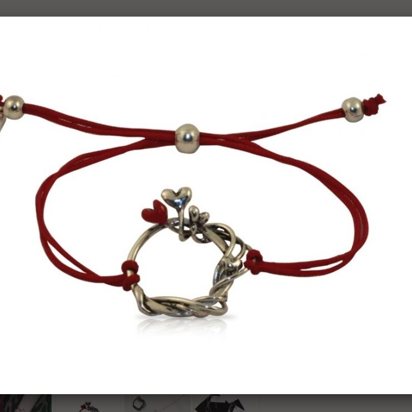 Kırmızı Kalpli Sevgi Bilekliği Gümüş Kaplama