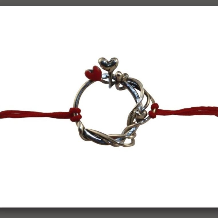 Kırmızı Kalpli Sevgi Bilekliği Gümüş Kaplama