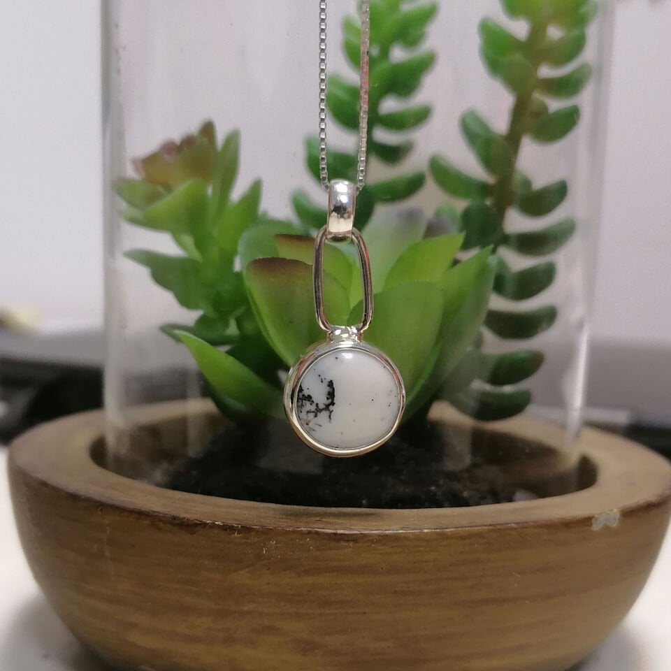 Dendritic Opal Taşlı Gümüş Kolye