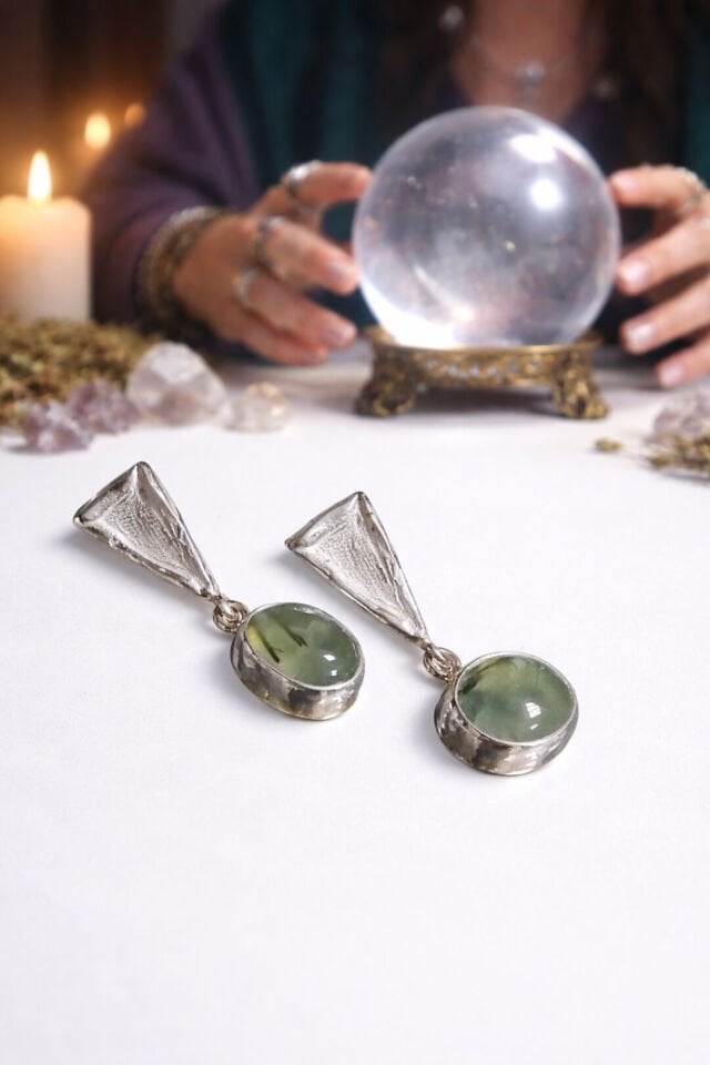 Prehnite Gümüş Küpe