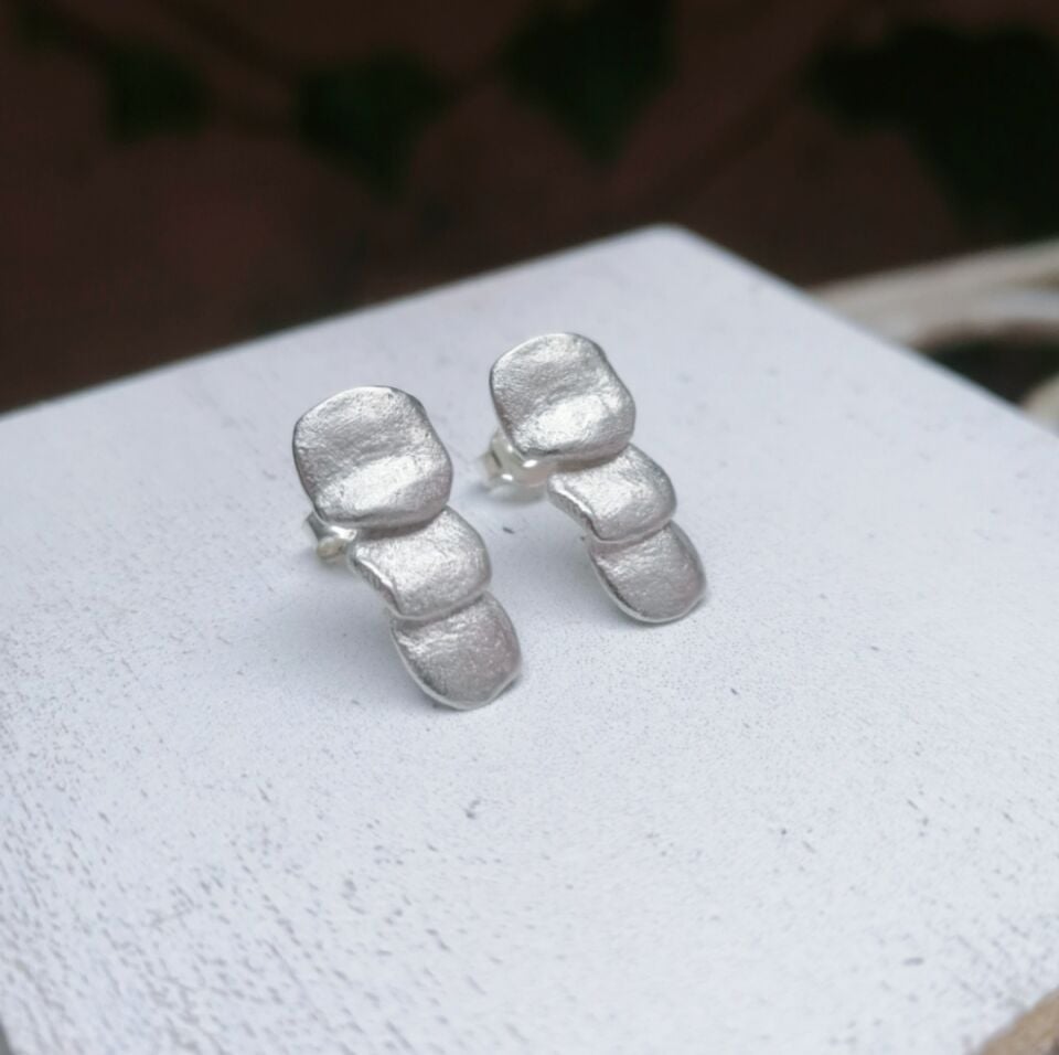 Quadrate Üçlü Gümüş Küpe