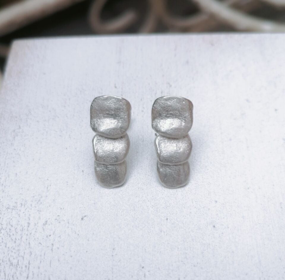 Quadrate Üçlü Gümüş Küpe