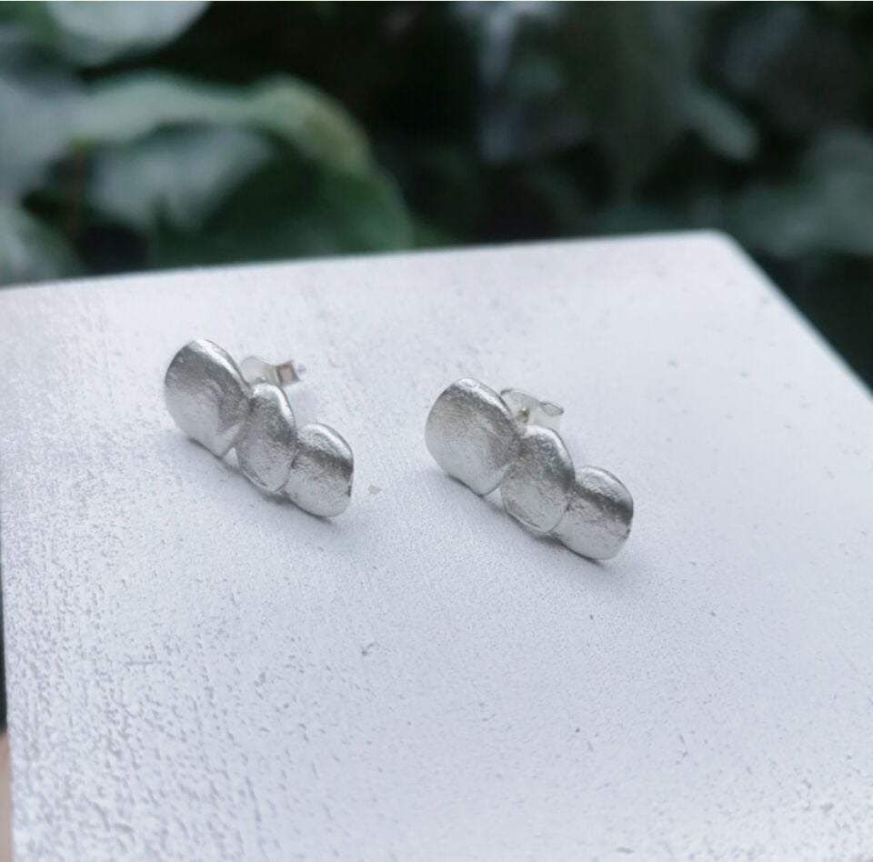 Quadrate Üçlü Gümüş Küpe