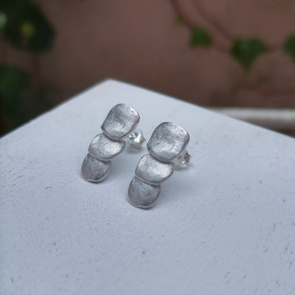 Quadrate Üçlü Gümüş Küpe