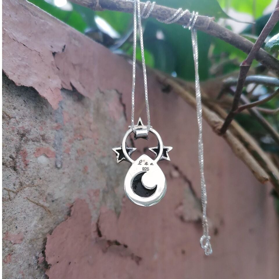 Apatite Taşlı Gümüş Yıldızlı Kolye