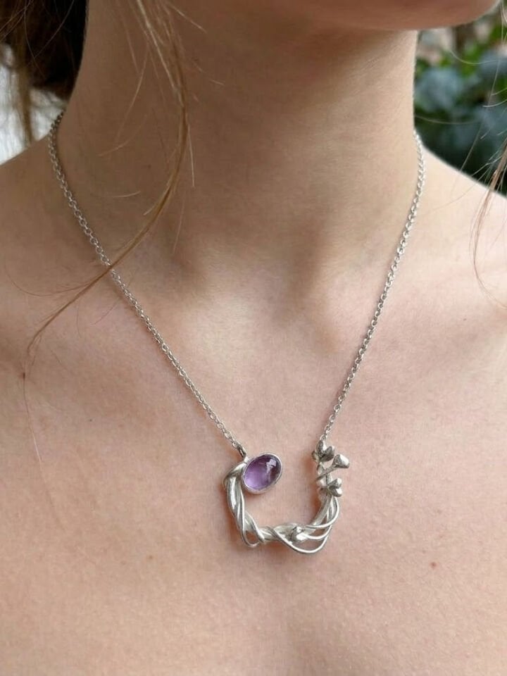 Ametist Taşlı Sevgi Kolye
