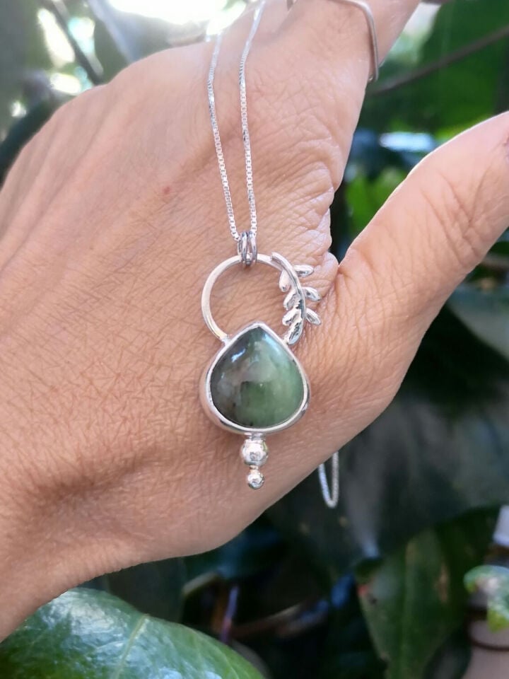 Damla Chrysoprase Taşlı Kolye