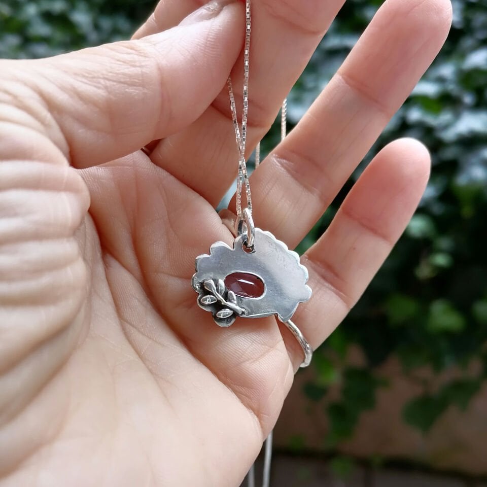 Gümüş Beş Benek Ametist Kolye