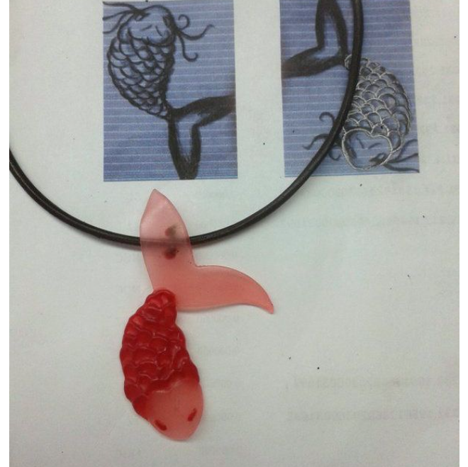 Gümüş Balık Okside Deri Kordon kolye