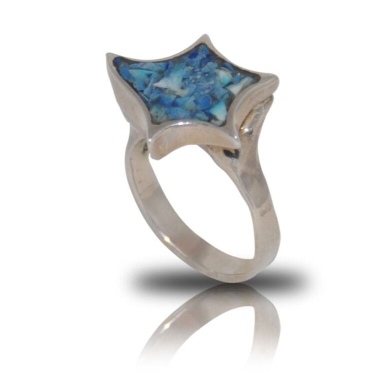 Gümüş Yıldız Turkuaz Taşlı Mozaik Yüzük