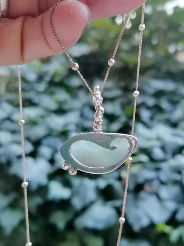 Çift Benek Aquamarine Taşlı Gümüş Kolye