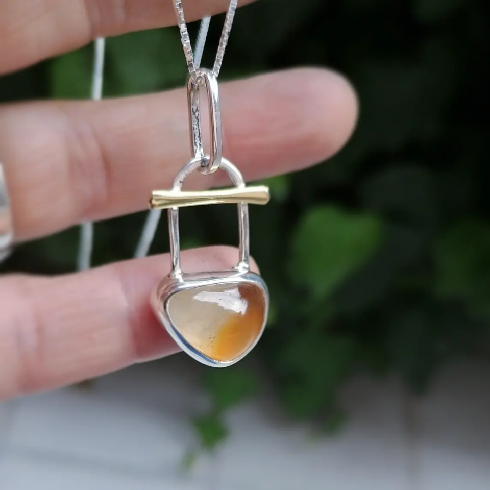 Akik Taşlı Gümüş Kolye