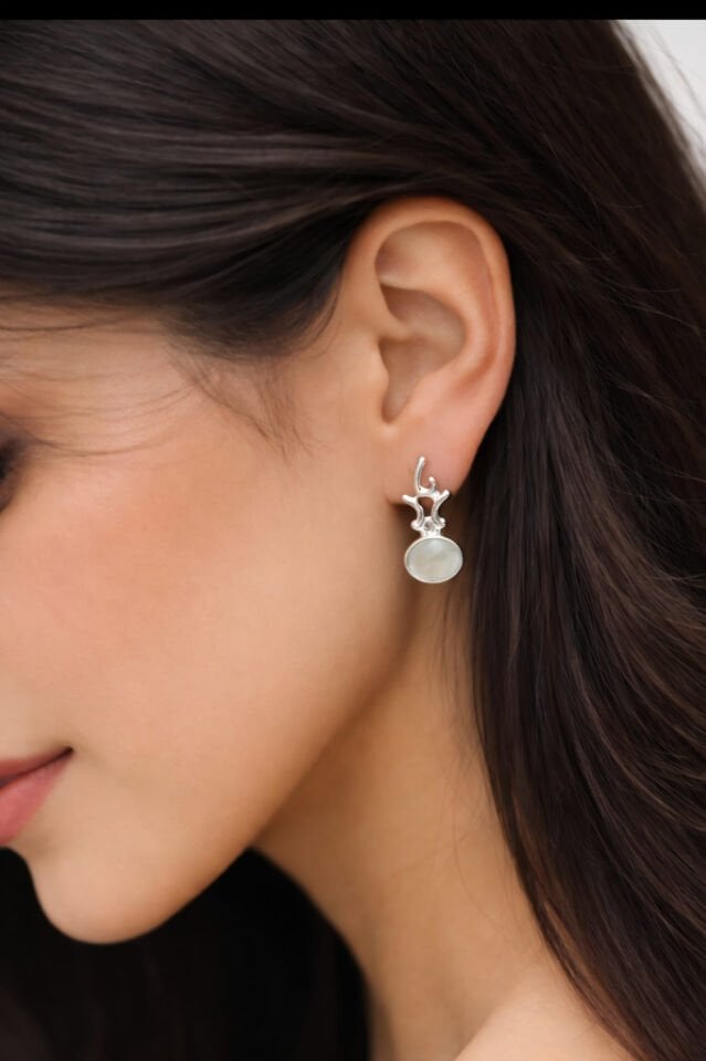 prehnite küpe 925 ayar gümüş