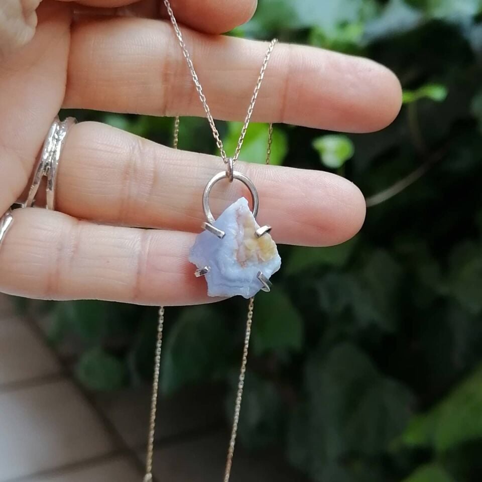 Druzy Kalsedon Kolye