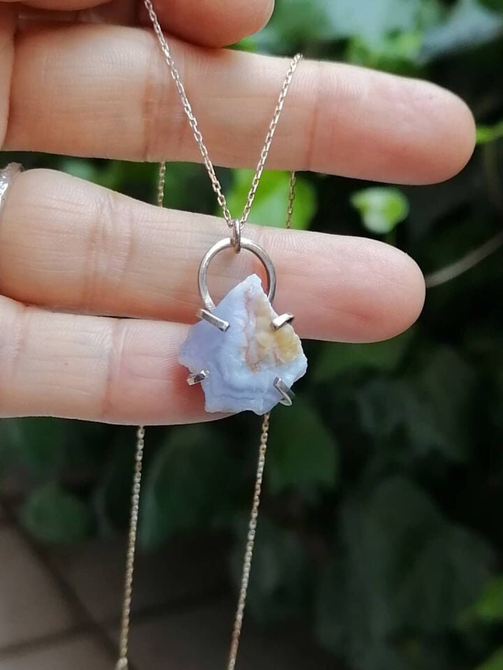 Druzy Kalsedon Kolye