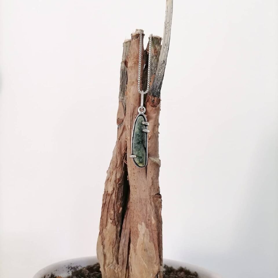 Druzy Jasper Gümüş Kolye