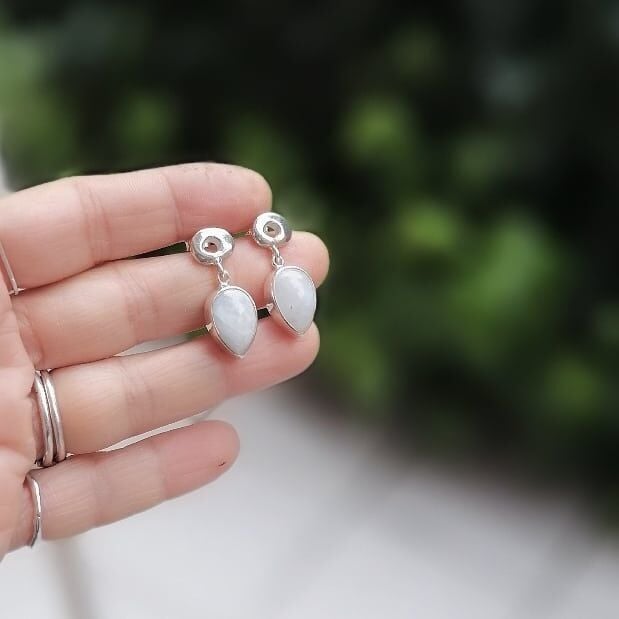 Damla Ay Taşlı Gümüş Küpe