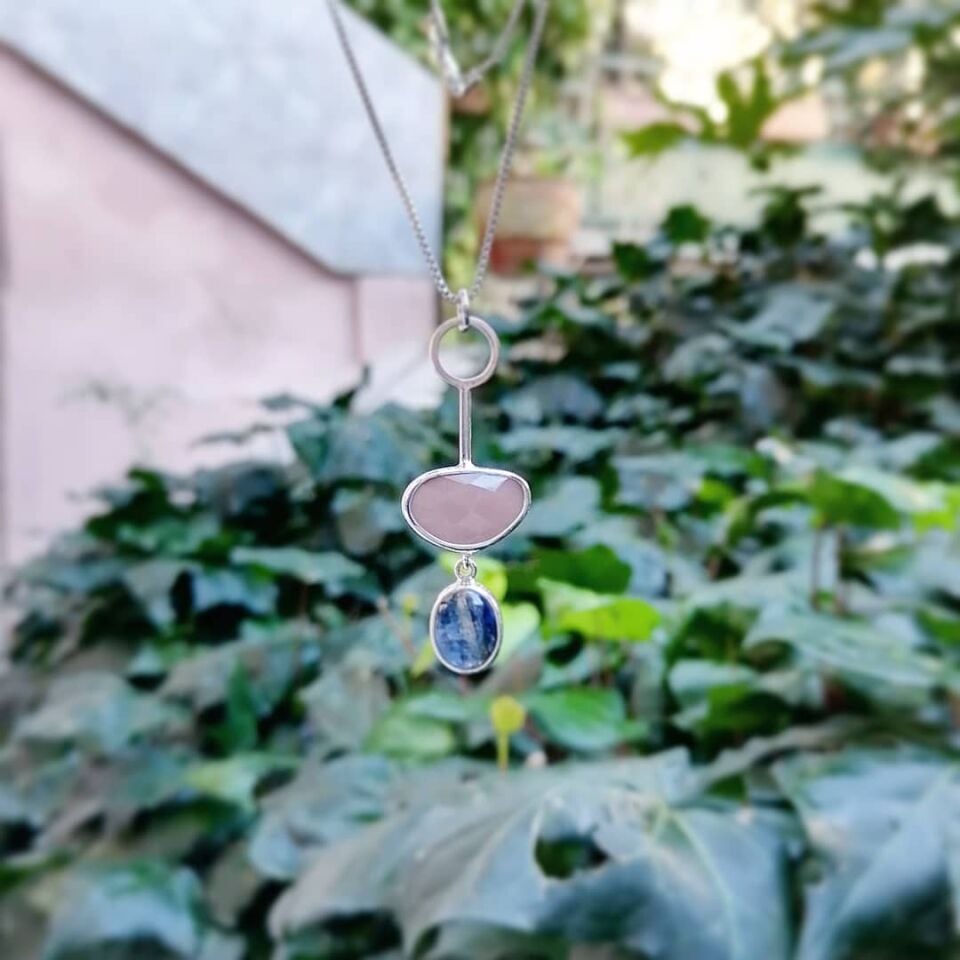 Aytaşı ve Mavi Kyanite Gümüş Kolye