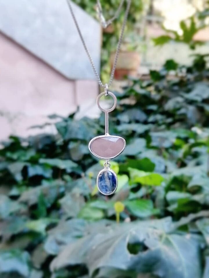 Aytaşı ve Mavi Kyanite Gümüş Kolye