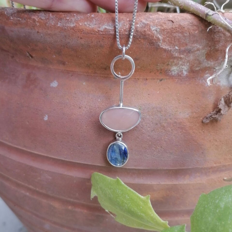 Aytaşı ve Mavi Kyanite Gümüş Kolye
