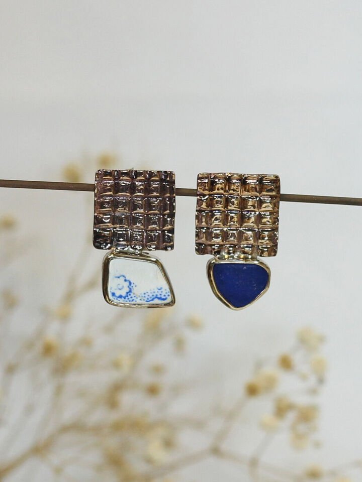 Bronz ve Deniz Taşı Küpe