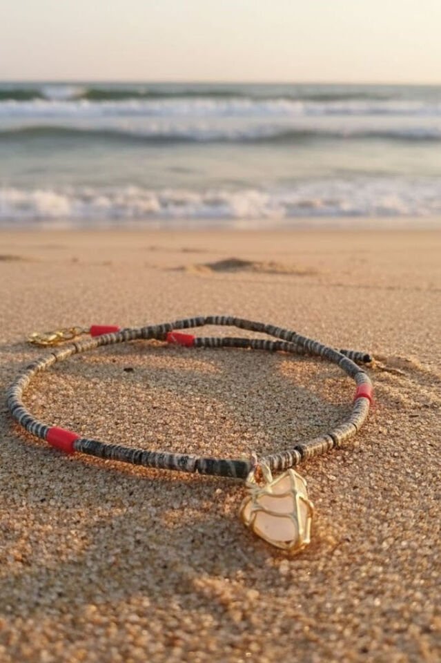 Serpentine Dizide Deniz Camı Bronz Kolye