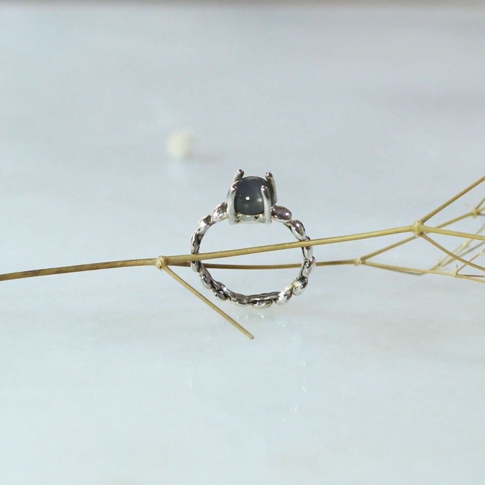 Ay Taşlı Bubble Yüzük Gümüş