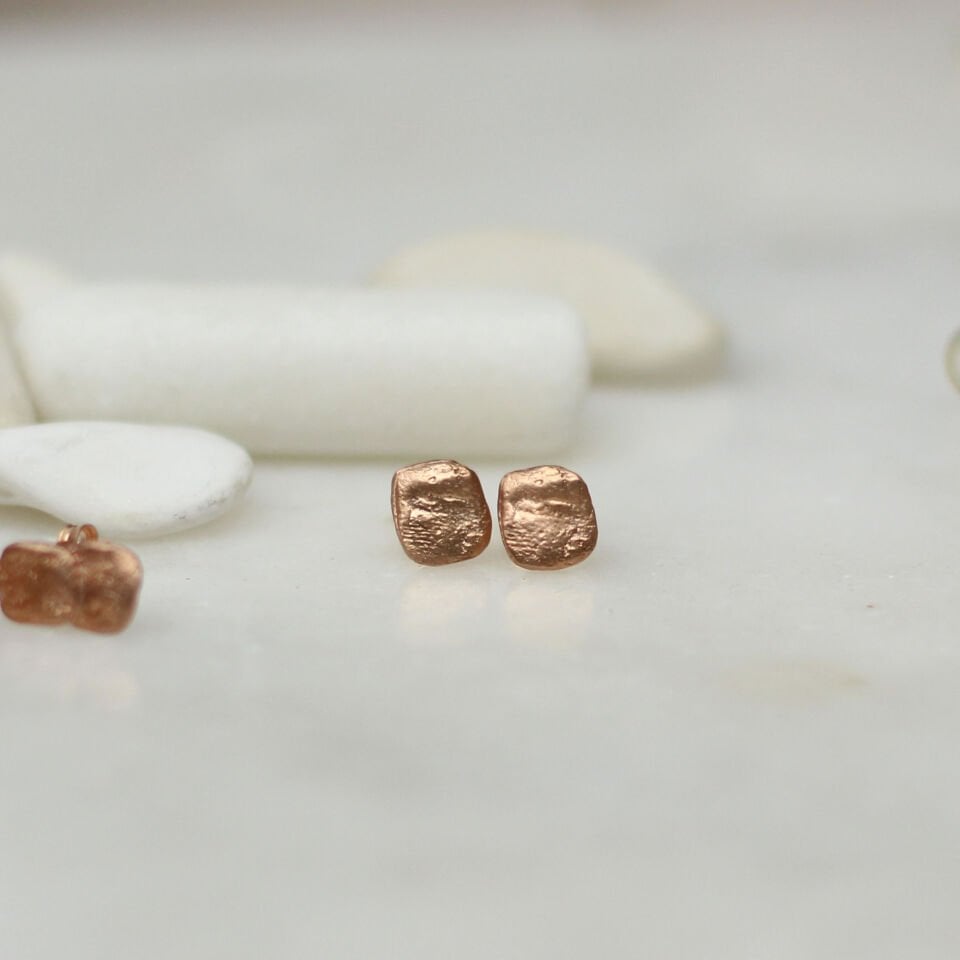 Gümüş Quadrate Küpe Altın Kaplama