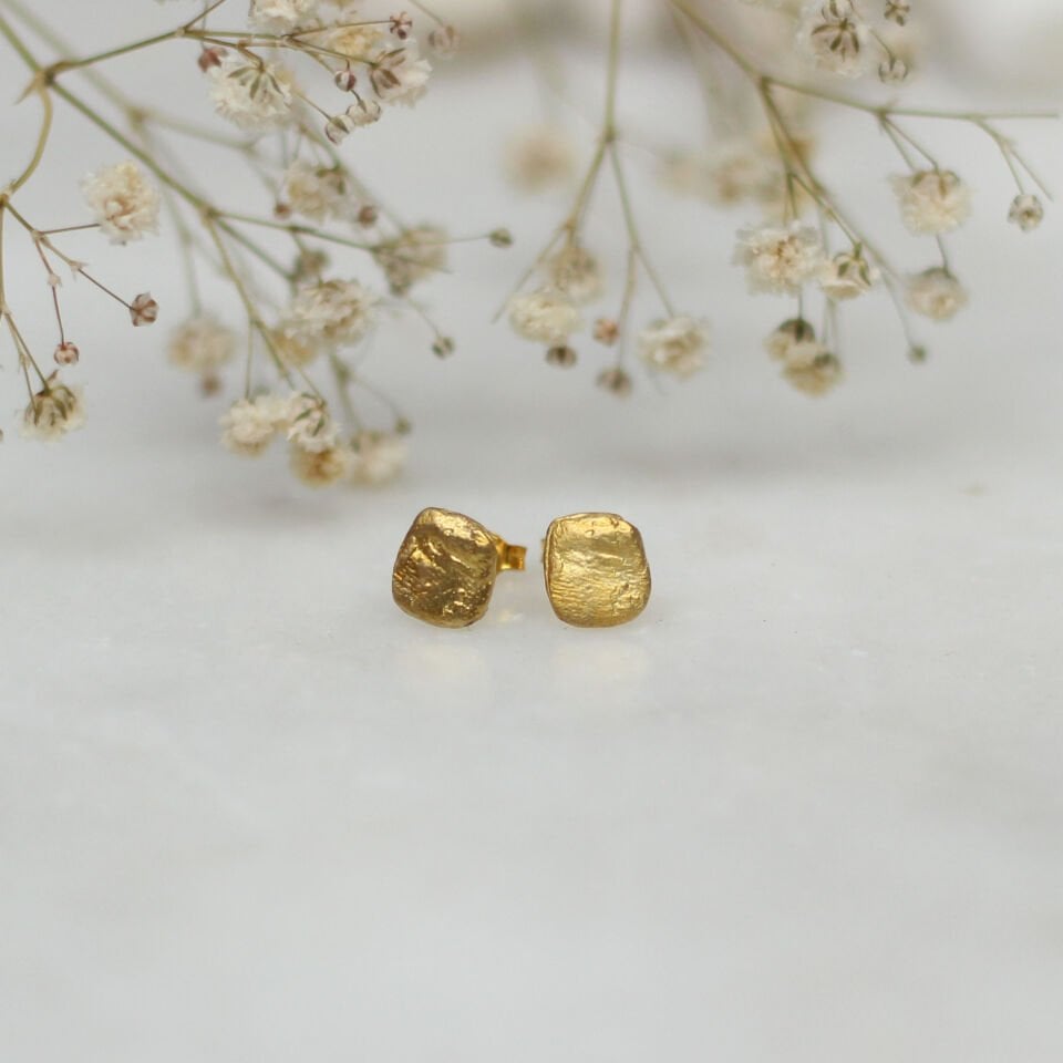 Gümüş Quadrate Küpe Altın Kaplama