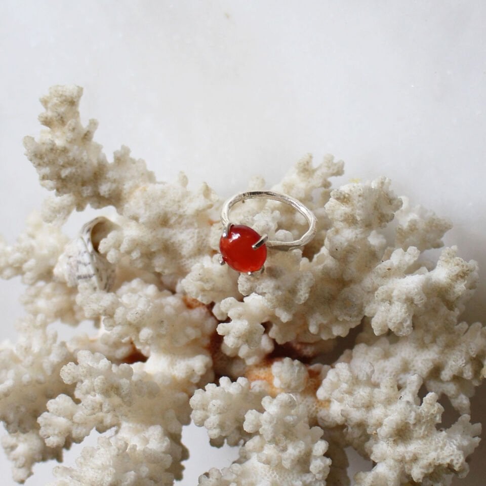 Carnelian Taşlı Gümüş Yüzük