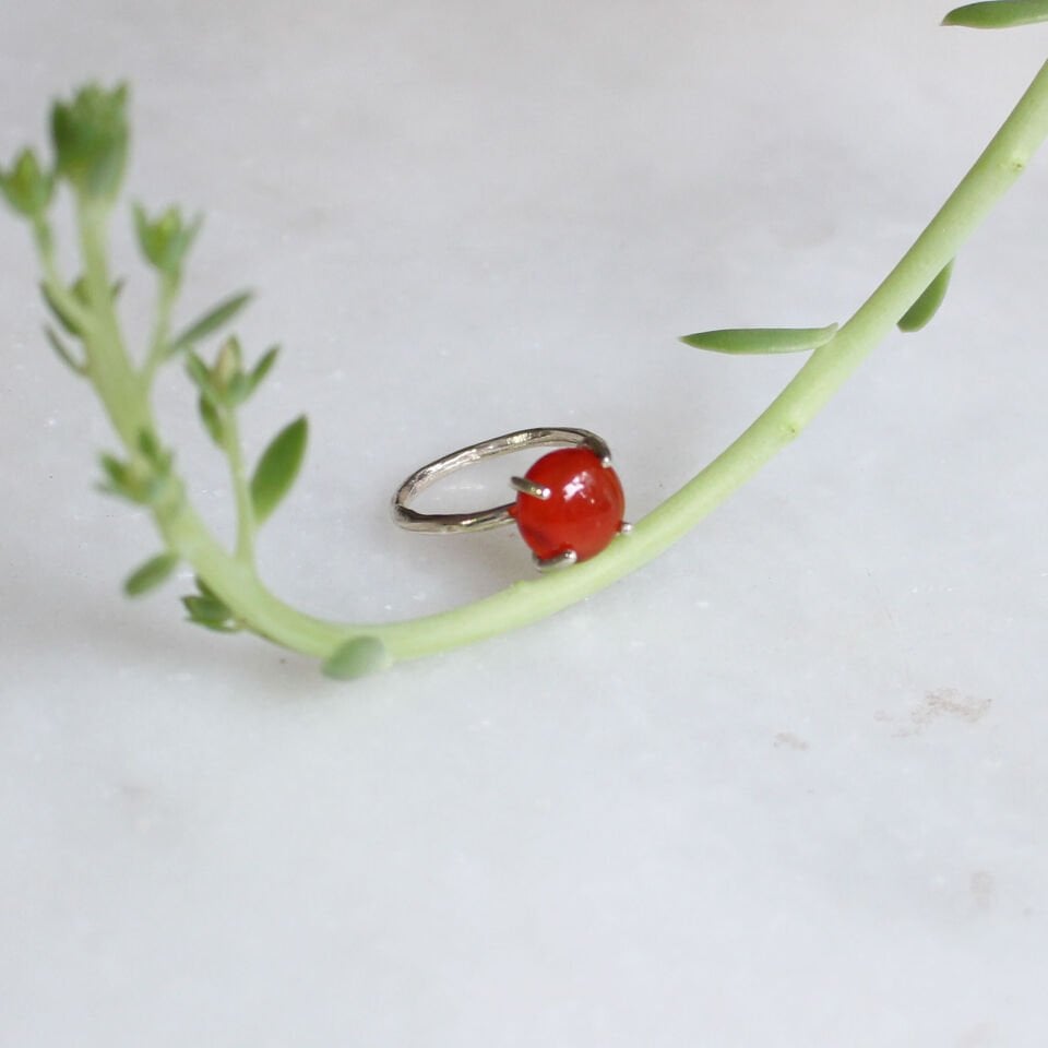 Carnelian Taşlı Gümüş Yüzük