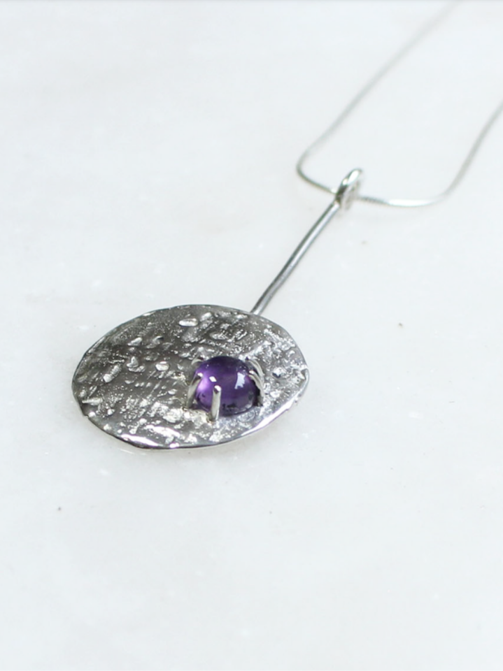 Ametist Taşlı Krater kolye