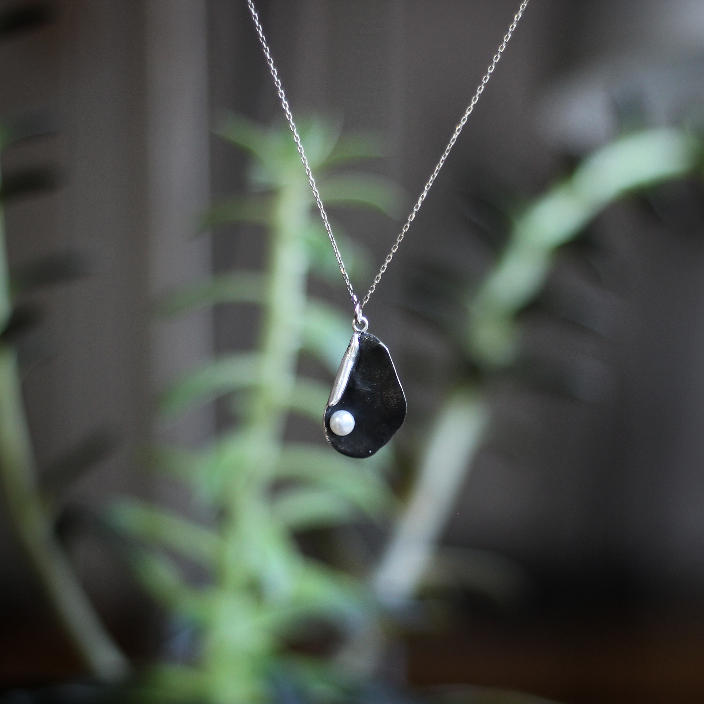 İncili Curl Gümüş Kolye